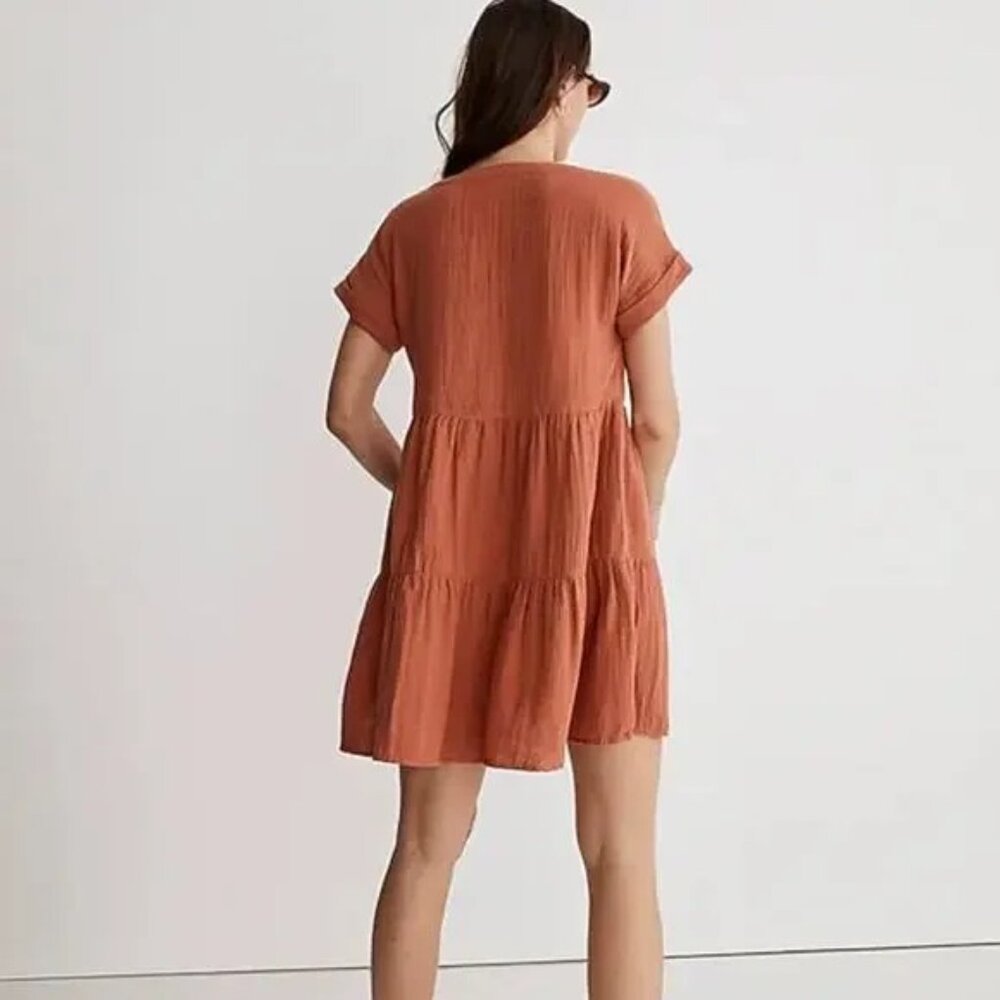 Madewell Rust Button-Front Mini Dress - Picture 2 of 12